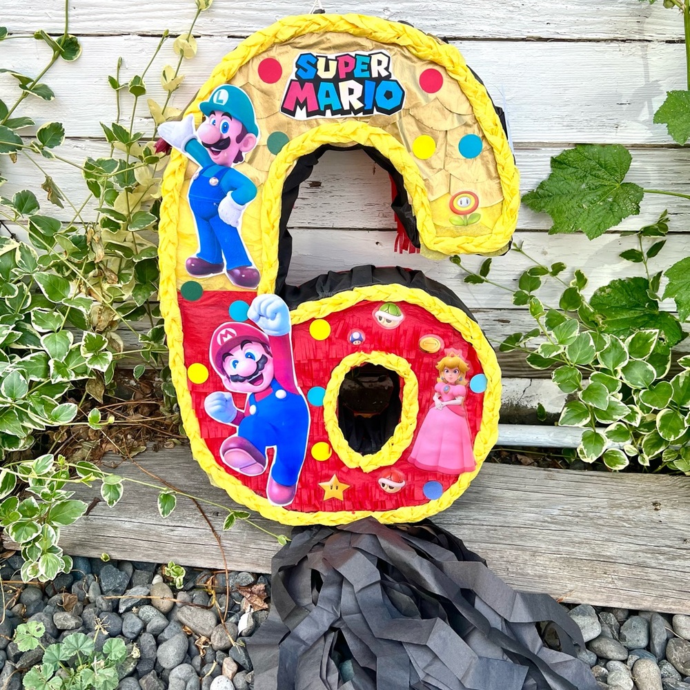 Mario Bros number Six Piñata game party
